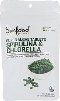 Sunfood Superfoods - Spirulina & Chlorella Tablets (250mg, 228 Tabs)