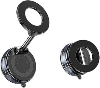 Jikasho Vacuum Magnetic Suction Phone Holder, Foldable and Retractable Hands-Free Suction Cup Phone Mount for Car/Gym/Mirror/Smooth Surface, Compatible with iPhone and Android (Space Grey)