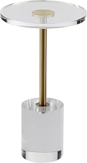 VEVOR Clear Acrylic End Table, Acrylic Side Table with a Solid Base, 11.9 x 11.9 inch Round Tabletop, 21.4 inch High, for Coffee, Drink, Food, Snack used in Living Room, Bedroom, and Study