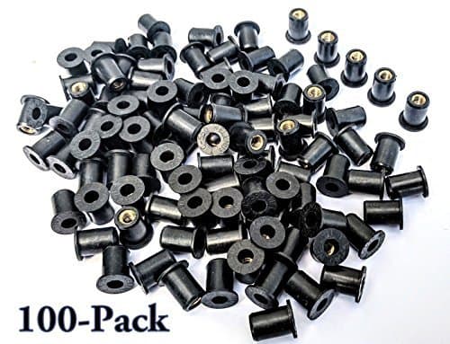 Rubber Well Nuts w/ M5 Brass Insert 5mm Metric wellnuts Motorcycle Windscreen (Pack of 100)