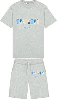 Trapstar Letters Printed Casual Sportswear Suit, Men and Women T-Shirt + Shorts + Hat 3 Piece, Loose Jogging Short Sleeve Tracksuits (Color : B2, Size : Large)