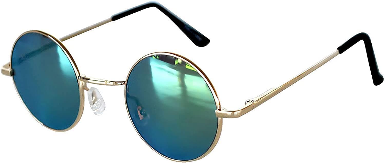 OWL Round Retro Small Circle Tint & Mirror Colored Lens 43-55 mm Sunglasses Metal