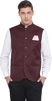 VASTRAMAY Men's Cotton Silk Nehru Jacket – with Mandarin Collar, Perfect For Ethnic Occasions, Weddings & Celebrations
