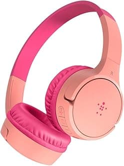 Belkin SoundForm Kids On Ear Wireless Headphones (with Built in Microphone, Girls and Boys For Online Learning, School, Travel, Compatible with iPhones, iPads, Galaxy and more) - Pink