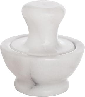 Harold Import Co 43777 HIC Mushroom Mortar and Pestle Set, Solid Carrara Marble, White
