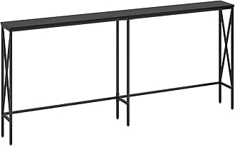 Masupu 70.9" Console Table, Modern Narrow Long Sofa Table Behind Couch, Skinny Entry Table, Industrial Sofa Table with Metal Frame for Hallway, Living Room, Classic Black…