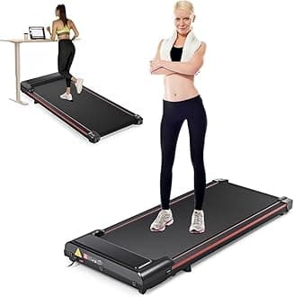 Under Desk Treadmill, Walking Pad 300 lb Capacity, Desk Treadmill for Home Office, 2.5HP Low Noise Walking Treadmill Pad with Remote Control, Portable Treadmill for Home Office (Red)