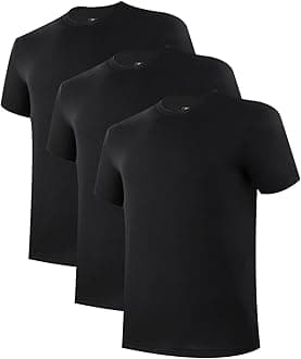 Mens Undershirts Pack, Soft T Shirts for Men, Moisture Wicking Tees, Stretchy Breathable Crew Neck Inner Shirt