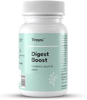 TrayaDigest Boost, Natural Digestive Supplement, Relieves Digestion Problems, Acidity And Bloating, Contains Saunf & Jeera (60 Tablets)