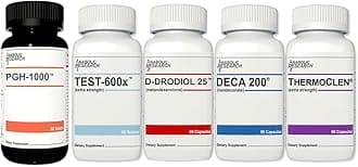 Growth Stack - PGH-1000, Test-600x, Deca 200, D-Drodriol 25, Thermo Clen - Capsules - 1 Month Supply - 5 Bottles