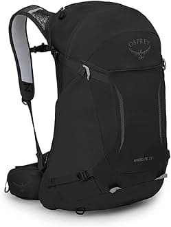 Osprey Hikelite 28L Lightweight Hiking Backpack - Durable Travel Daypack with Rain Cover for Men and Women, Black, M/L