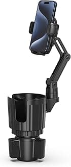 Phone Holders for Your Car, 2 in 1 Universal Cup Holder Expander Adjustable Base with Phone Mount, Long Arm with 360°Rotation Cup Holder Phones Mount for Car Compatible with All Smartphones