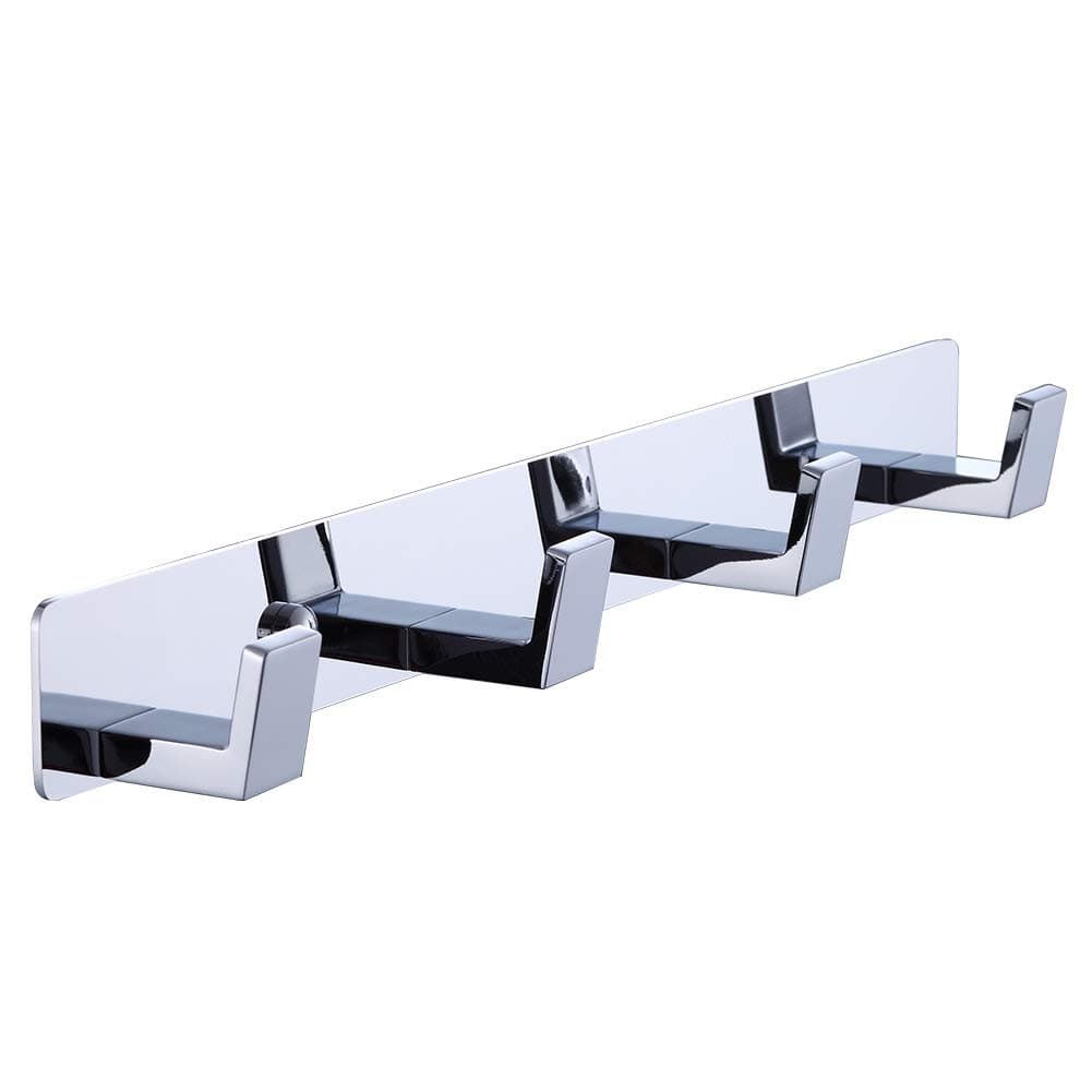 4 Bathroom Towel Hooks, Chrome Wall Mount Screw Fixed Door or Robe Hook, Coat Hanger Rack in Bedroom or Kitchen 410