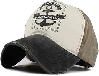 Vintage Baseball Cap Washed Denim Fashion Anchor Pattern Outdoor Sun Hat for Men Women 100% Cotton