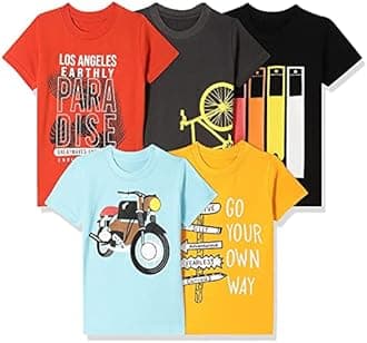 T2F Boys Boys regular fit tshirt T-Shirt (pack of 5)