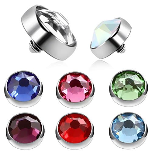 Xpircn G23 Titanium Micro Dermal Anchor Top Crystal Piercings Internal Thread Rings 8pcs/lot