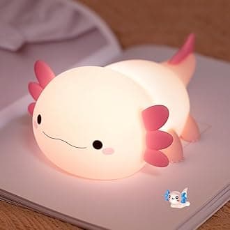 Cute Axolotl Night Light for Kids Bedroom, Animal Silicone Nursery Night Lamp Touch Control Nightlights USB Rechargeable Bedside Lamp for Baby Children Toddlers Girls Gift (Pink Axolotl+1)