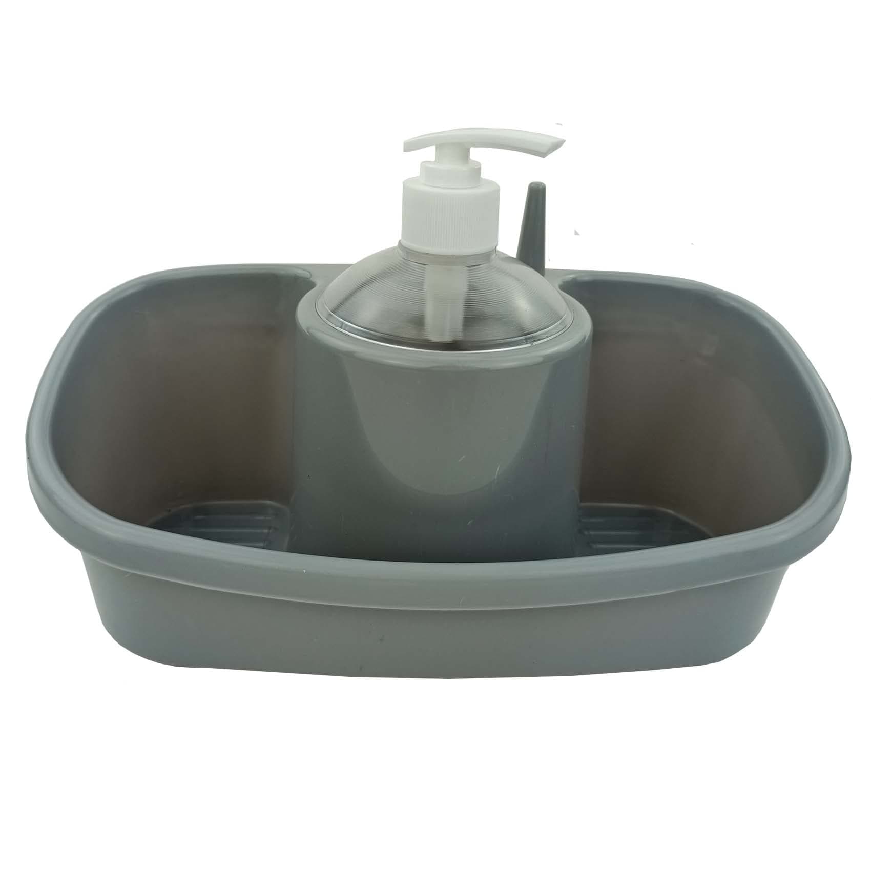 HOMEPRO Better Value for Better Living Kitchen Sponge Holder with Soap Dispenser Large and Deep Practical and Stylish Sink Organizer Soap Detergent Dispenser Pump Sink Dish Washing Soap Dispenser