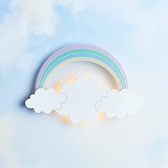 Lights4fun, Inc. Cloud & Rainbow Battery Operated LED Bedroom Wall Night Light with Remote Control