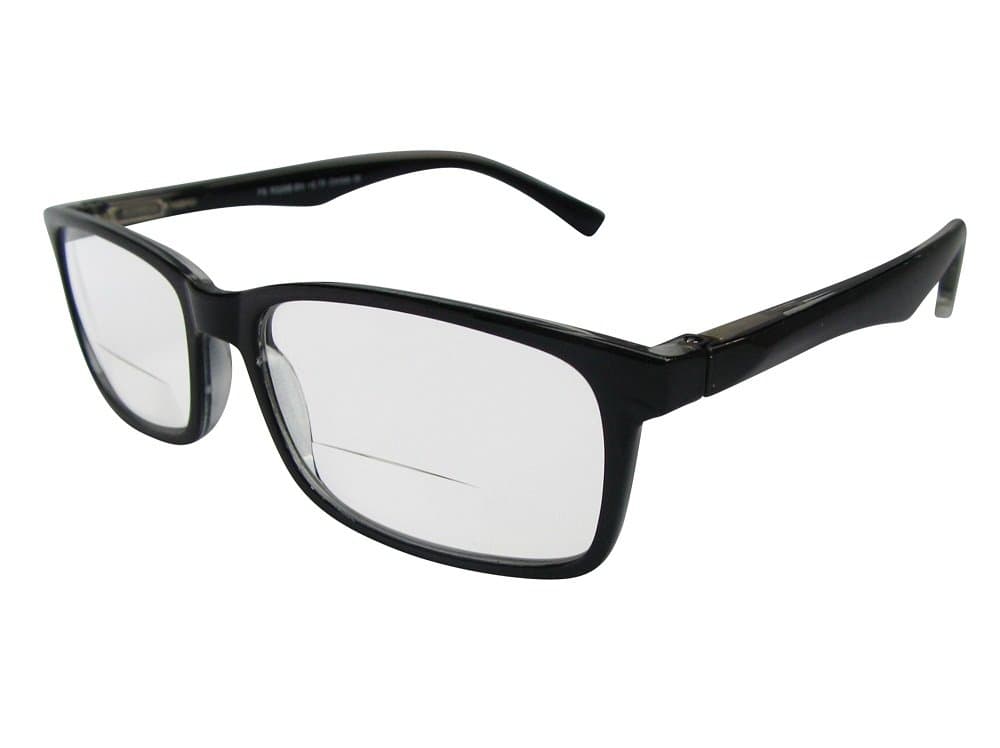 Oslo Bifocal Reading Glasses in Jet Black Frame with Spring Hinges UV Protected Lenses