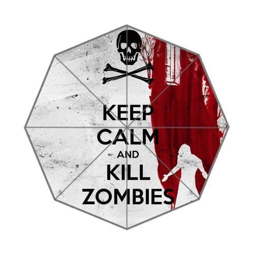 Keep Calm And Kill Zombies White Trendy Sturdy Stylish Unique Personalized Custom Foldable Umbrella