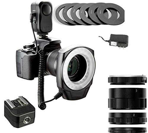 Playmont Macro Ring Light Kit + Macro Extension Tube Set + Hot Shoe Adapter, for Sony Alpha Series SLT-A3