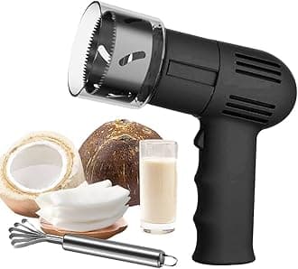 Electric Coconut Opener, Coconut Opener Tool, Portable Reusable Stainless Steel Coconut Punching Tool, Coconut Shell Remover, Easy to Open, for Shop Restaurant Juice black