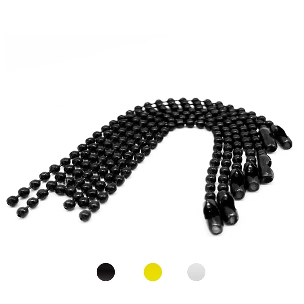 150 pcs 100mm 4inch Bead Chain,2.4mm Diameter with Ball Connector Clasp Keychain Rings Metal Bead Chain Nickel Chain Dog Tag Chain (Black)