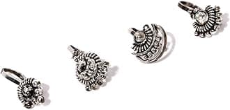 Zaveri Pearls Combo Of 4 Antique Silver Tone Adjustable Nose Pin For Women-ZPFK8232