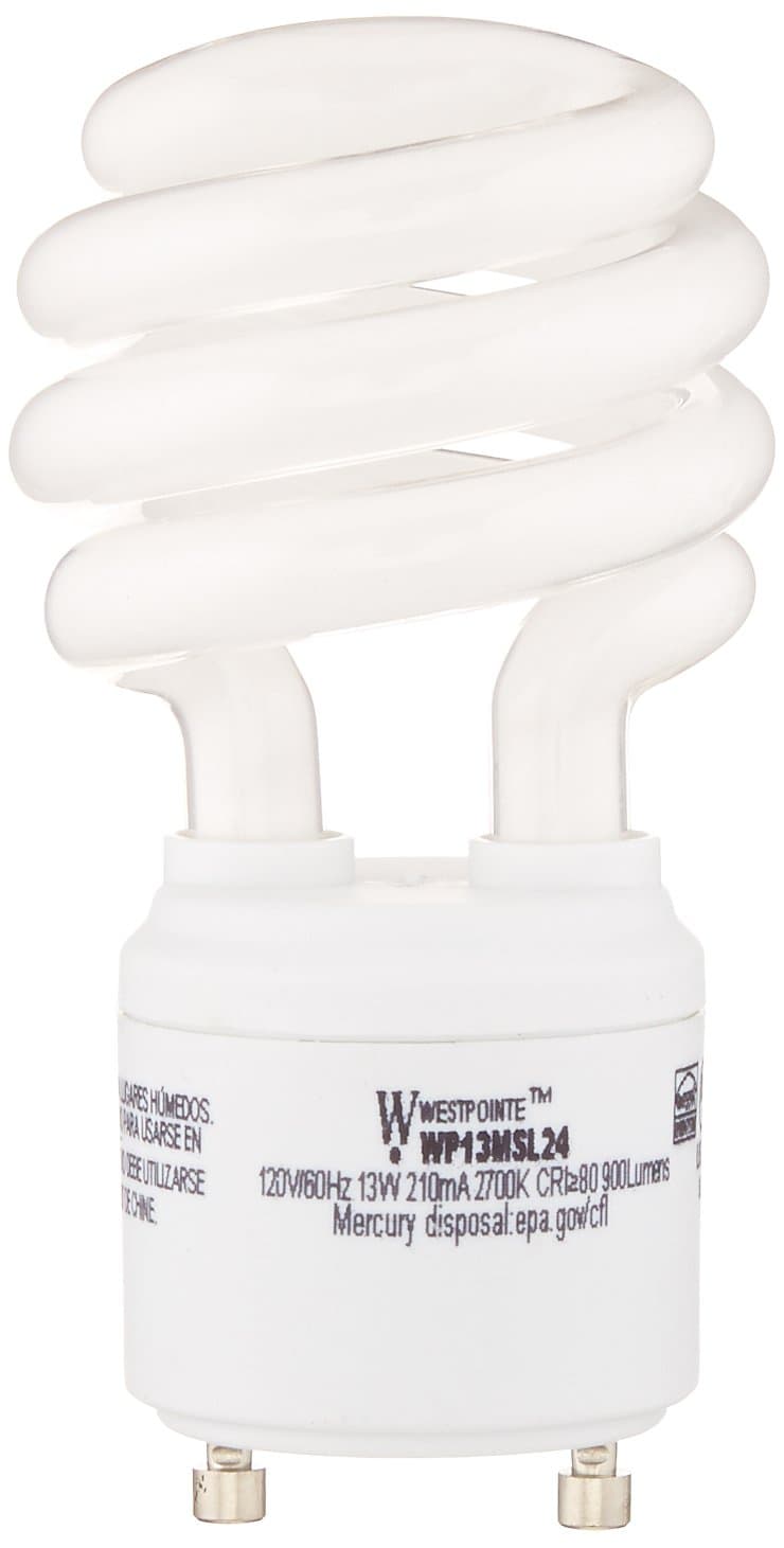 Westpointe CF13SW1B24 13-Watt Mini Compact Fluorescent Light Bulb GU24 Base Twist and Lock, Soft White
