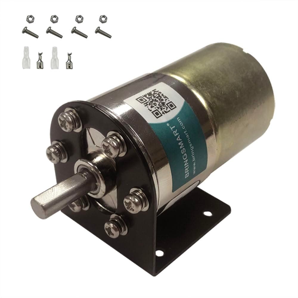 Bringsmart Micro DC 12V 600rpm Geared Motor with Bracket Centric Ouput Shaft Gear Motor 37mm Diameter Gearbox Large Torque Reduction Motor