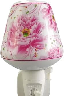 Durable and Clasic LED Night Light - Colorful Floral Ceramic Decorative Light | Ideal for Bedrooms, Hallways, Bathrooms Nighttime Lighting Solution - Perfect Home decor (Pink Floral Ceramic) [Energy Class A]
