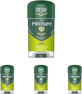 Mitchum Antiperspirant Deodorant Stick for Men, Triple Odor Defense Gel, 48 Hr Protection, Dermatologist Tested, Mountain Air, 2.25 oz (3202-00) (Pack of 4)