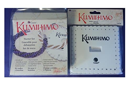 Japanese Braiding Bundle of 2 Items: Round Kumihimo Starter Set plus Square Loom