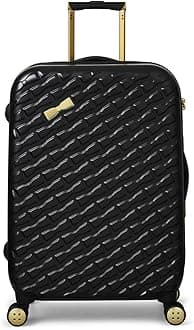 Ted Baker Women's Belle Fashion Lightweight Hard Shell Spinner Luggage, Black, Checked-Medium 27-Inch, Luggage, Black