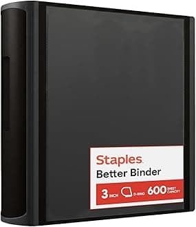 Better 3-Inch D-Ring Binder, Black – Heavy-Duty 3-Ring Binder for School & Office Storage