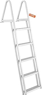 VEVOR Removable Dock Ladder 3/4/5 Steps, 350/500lbs Load Capacity, Aluminum Swim Ladders, Pontoon Boat Ladder with Nonslip Design for Lake, Marine Boarding, Pool