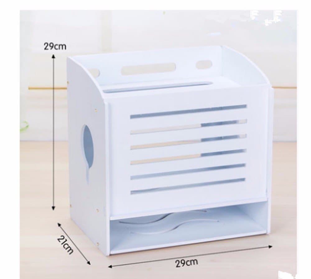 ZMINGM Wall Hangings Wireless Router Storage Box Power Block Set-Top Boxes Ideas Wall Racks,Small-White