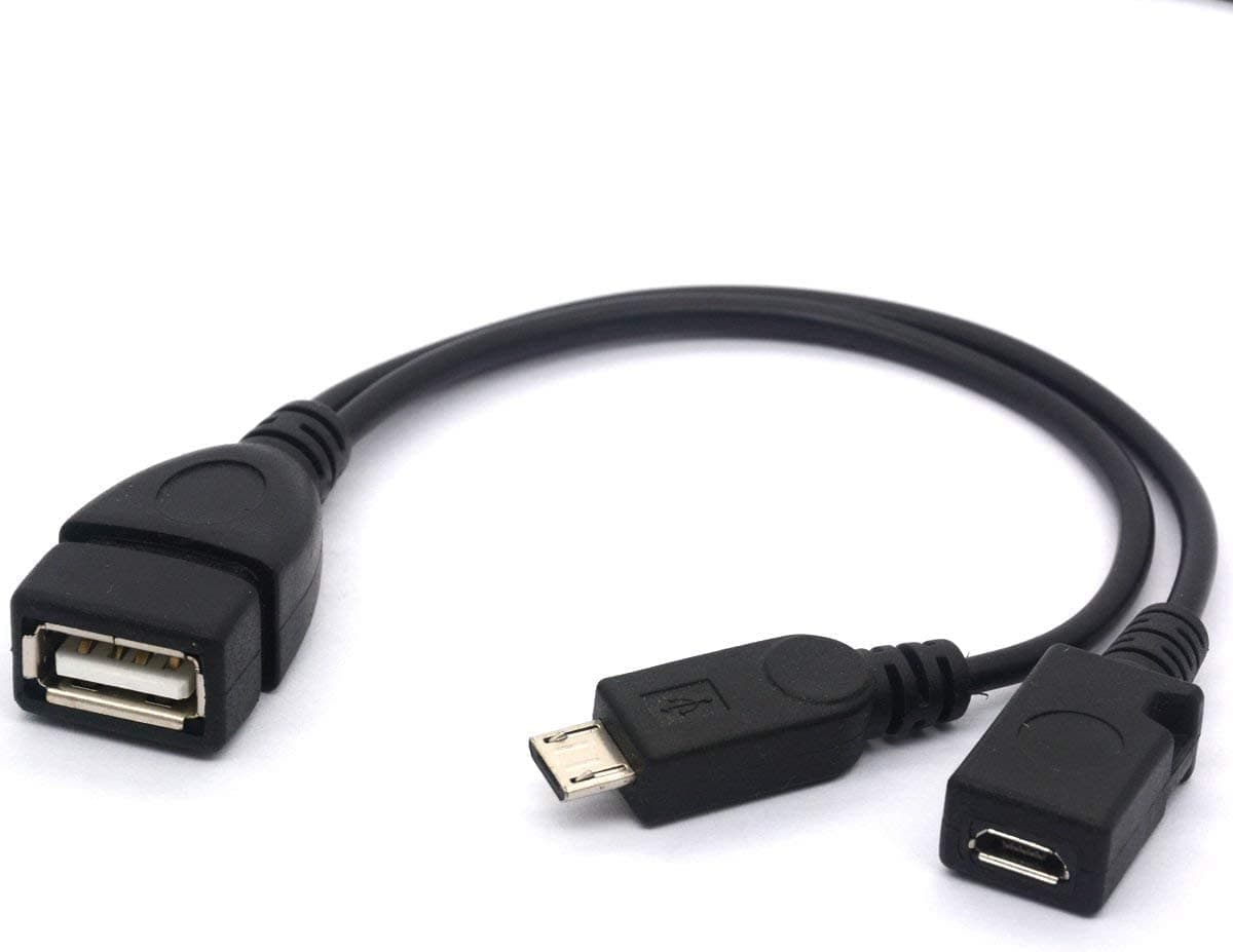 Micro USB Splitter Cable OTG Power Enhancer Cord USB 2.0 A Female to Micro USB Male and Micro 5 Pin Female Adapter Host Charging Converter (Micro Male Straight)