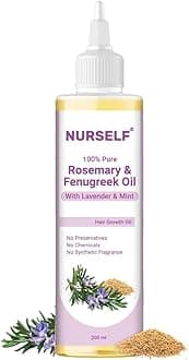 100% Pure Rosemary & Fenugreek Oil for Hair Growth, 200 ml, Rosemary Cold Pressed oil for Hairfall Control, Dandruff & Thickening, Natural Oil for Dry & Frizzy Hair, Unisex, Healthy Scalp
