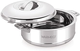 WARMEO Steam Insulated Stainless Steel Casseroles| Easy to Carry Hot Boxes for Kitchen | Hot Food, Easy to Store| Silver|3500ml