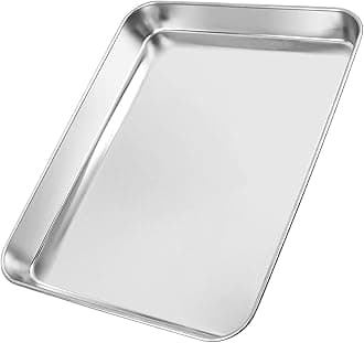 304 Stainless Steel Cookie Sheet, 12.2 * 9.5 Inch Baking Tray, Heat-Resistant Baking Sheet for Professional Kitchens and Home Baking, Silver