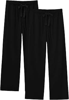 EA'S SECRET Men's 100% Cotton Pajama Bottoms Stretch Waist Soft Drawstring Sleep Lounge Pj Pants with Pockets