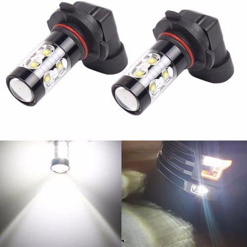 Super Bright Max 50W High Power LED Bulbs for DRL or Fog Lights, Xenon White (9006)