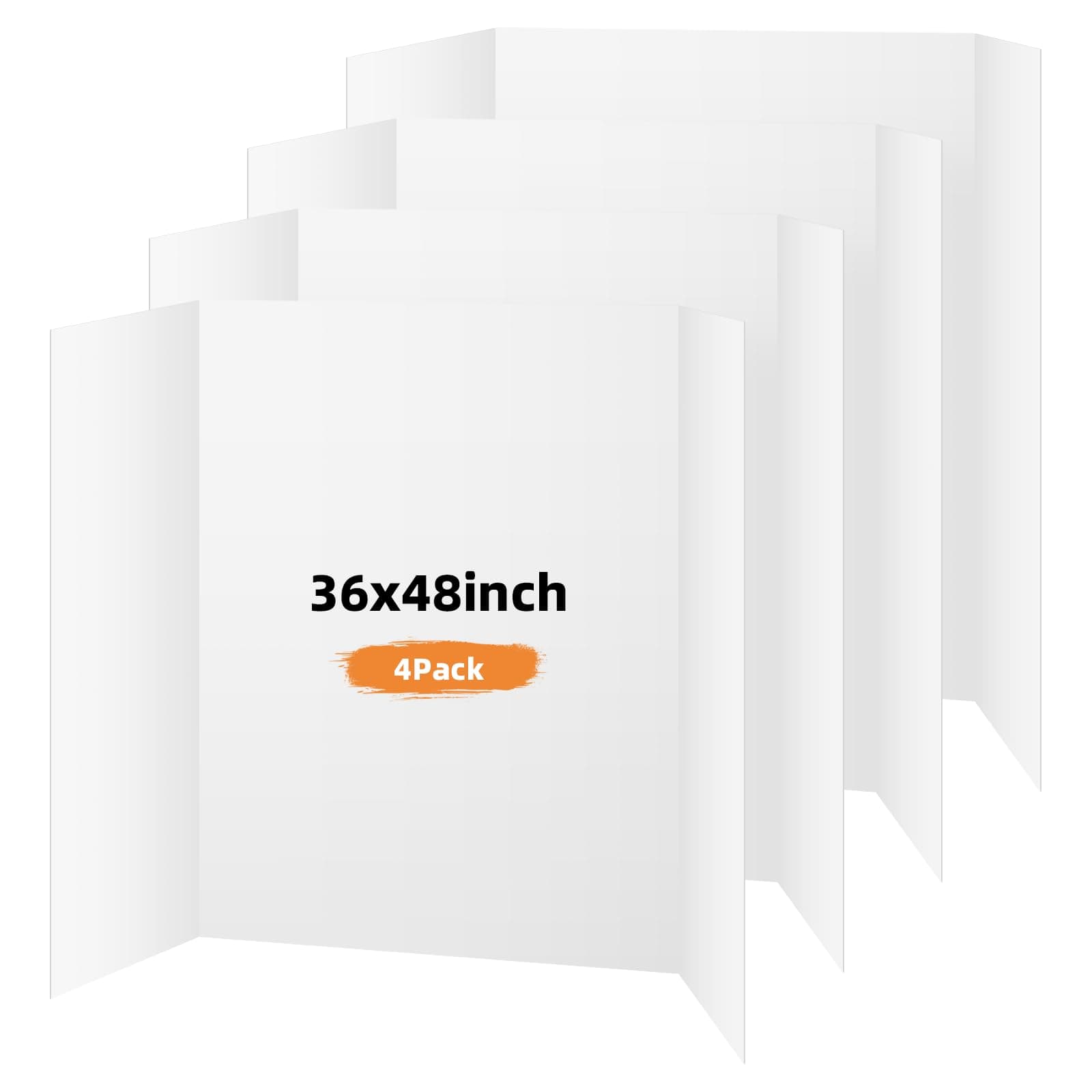 4 Pack Trifold Poster Board, 36x48 Inches White Presentation Board, Portable Display Board for Science Fair, School DIY Project and Business Exhibitions