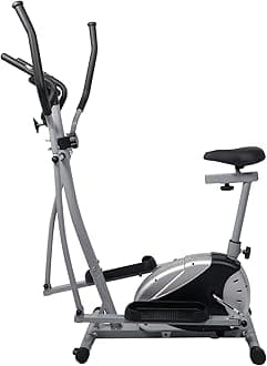 SKY LAND Magnetic Exercise Bike, Elliptical Cardio Fitness Machine for Home with 8-Level Resistance, Adjustable Seat, Digital Monitor & Pulse Sensors – Black/Grey EM-1532