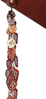 Monarch Pure Copper Cascading Leaves Rain Chain, 8-1/2-Feet Length
