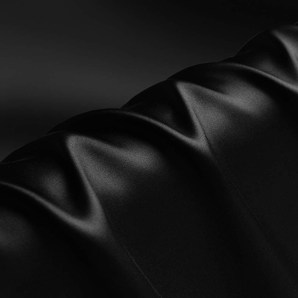 Black 100% Pure Silk Fabric Solid Color Charmeuse Fabrics by The Pre-Cut 1 Yard for Sewing