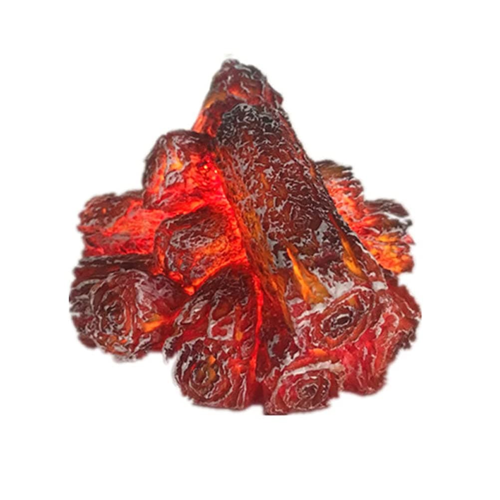 1 Piece Burning Charcoal LED Lamp Artificial LED Fireplace Realistic Log Wood Glowing Burning Flame Flameless Fireplace Light for Home Indoors Living Room Decoration