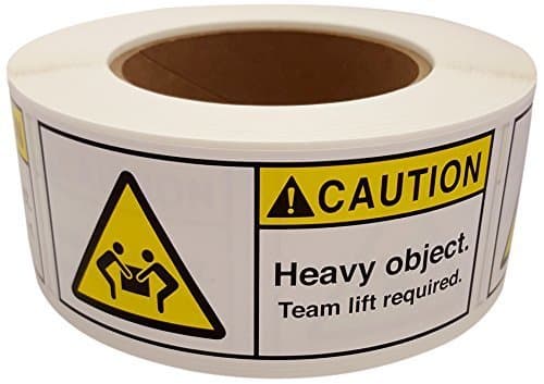 MR Label Company Caution Heavy Object Team Lift Required Rolls